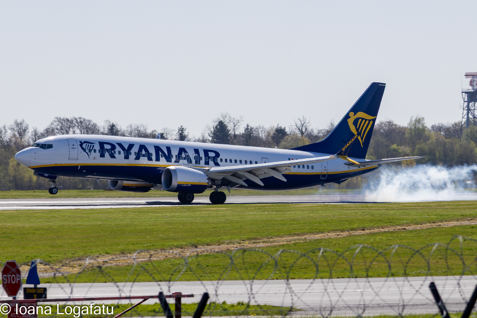 Plane making a smooth landing at the airport